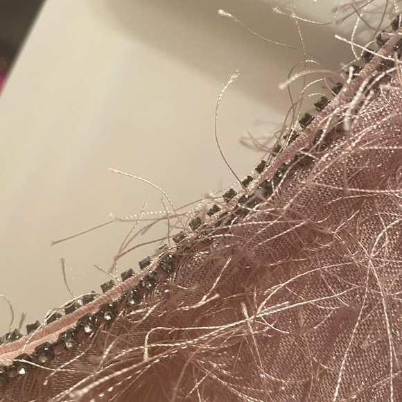 NWOT-Zara Pink Fuzzy Metallic Blouse High Low - Picture 7 of 8